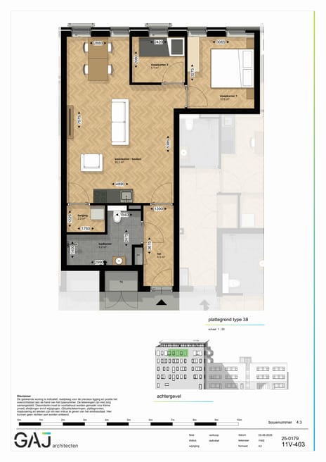 Drie kamer appartement (Bouwnr. 55)