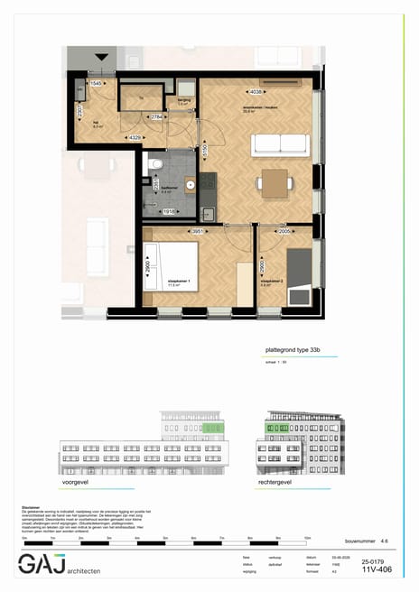 Drie kamer appartement (Bouwnr. 52)