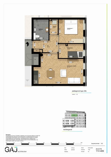 Drie kamer appartement (Bouwnr. 53)