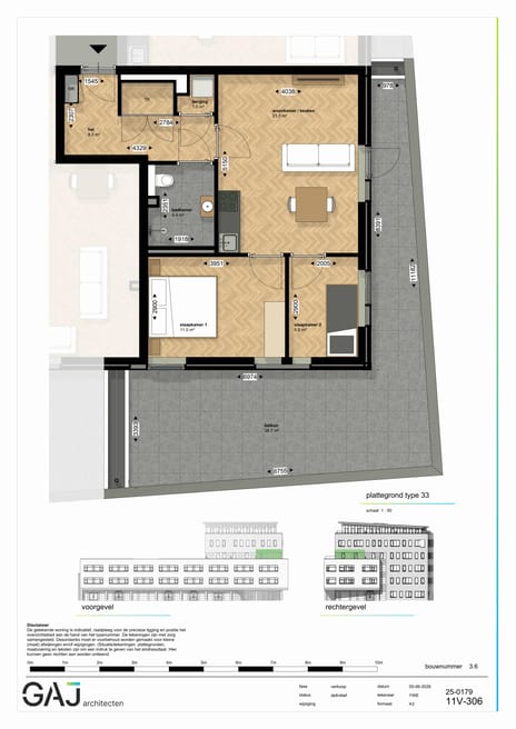 Drie kamer appartement (Bouwnr. 44)